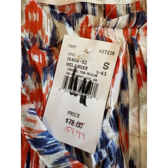 Beach Lunch Lounge A PEA IN THE POD Orange White Blue Geometric‎ Top Boho Smal - Picture 2 of 11